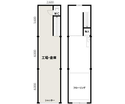 西淀川区野里｜貸倉庫・事務所｜間取り