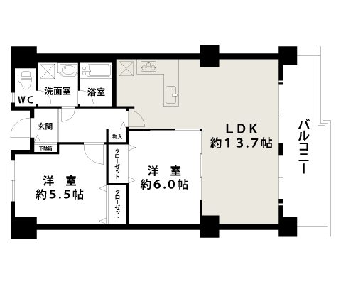 千舟リバーサイドヴィラC棟|中古マンション|間取り
