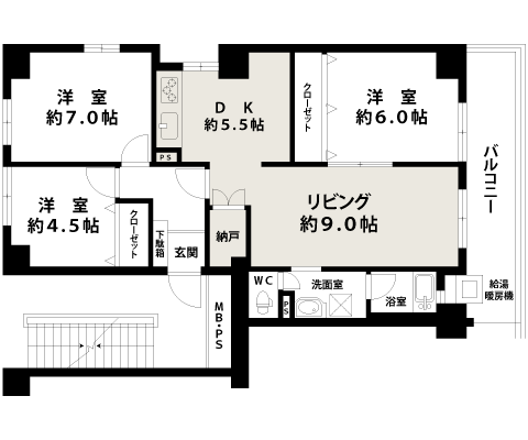 佃第2コーポ4号棟|中古マンション|間取り