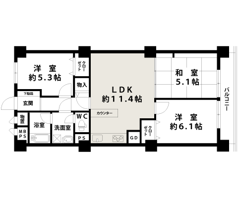 プラザ歌島D棟｜中古マンション｜間取り